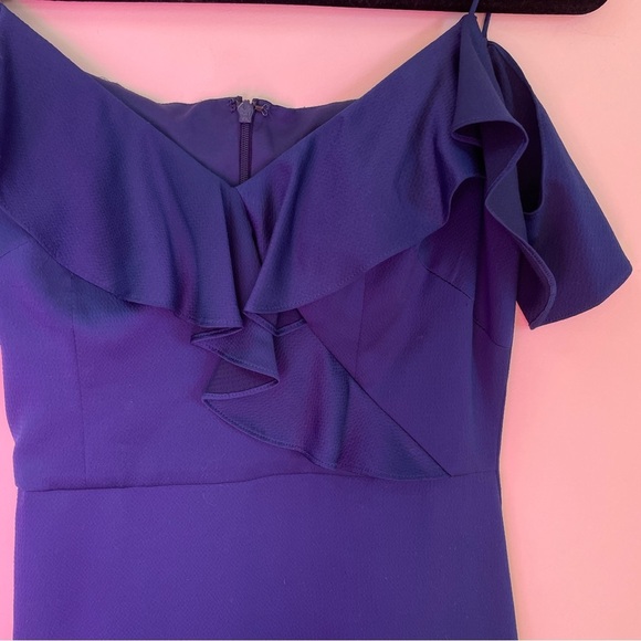 Aidan Mattox navy blue satin evening gown / prom dress size 4 - Picture 6 of 15